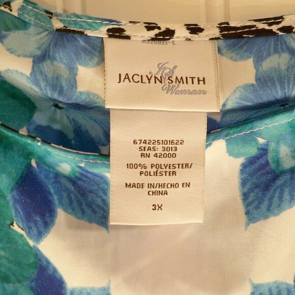 Jaclyn Smith, Tie-dye/leopard Blue Floral Top, 3X - Picture 5 of 6